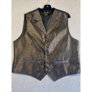 Scully Vest Men's L Brown Satin Paisley Button Up Western Frontier Vintage Style